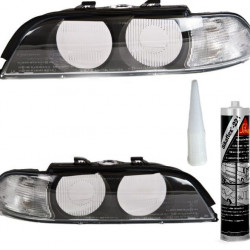 Set BMW E39 Scheinwerfergehäuse Weiß Facelift Set Design Bj 95-00 inclusive Sikaflex Dichtmasse