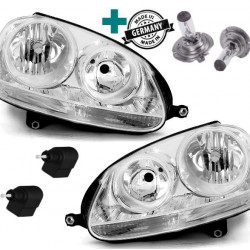 Set VW GOLF 5 BJ 03-08- Jetta Scheinwerfer H7-H7 Chrom-1 Satz H7 Birnen