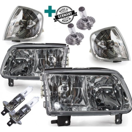 Set VW Polo 6N 2 Scheinwerfer Bj 99-01 für LWR H7-H1-1 Satz Blinkleuchten weiß-Leuchtmittelpaket