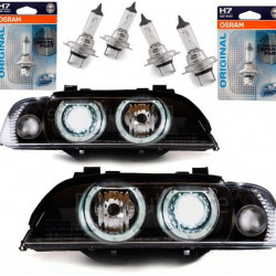 Set BMW E39 DEPO Halogen Scheinwerfer H7-H7 95-00 Facelift Optik-4x H7 Osram Birnen