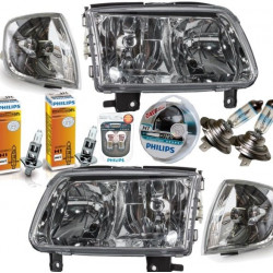 Set VW Polo 6N 2 Scheinwerfer Bj 99-01 für LWR H7-H1-1 Satz Blinkleuchten weiß-4x Philips Birnen