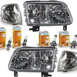 Set VW Polo 6N 2 Scheinwerfer Bj 99-01 für LWR H7-H1-1 Satz Blinkleuchten weiß-4x Philips Birnen