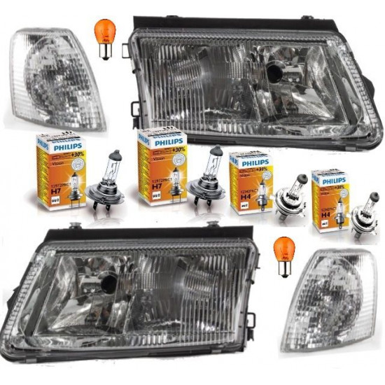 Set VW Passat 3B Scheinwerfer Bj 97-00-LWR H7-H4-1 Satz Blinkleuchten-4x Philips Birnen