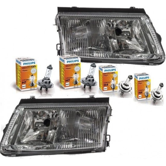 Set VW Passat 3B Scheinwerfer-NSW H7 H4 96-00-4x Philips Birnen