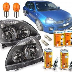 Set Renault Clio II Phase 2 Scheinwerfer 0-15-4x Philips Birnen-Birnen Komplett