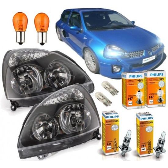 Set Renault Clio II Phase 2 Scheinwerfer 0-15-4x Philips Birnen-Birnen Komplett