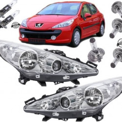 Set Peugeot 207 Scheinwerfer Klarglas Bj 06-13 H7-H7-H1-Birnen-Motor-Kurvenlicht