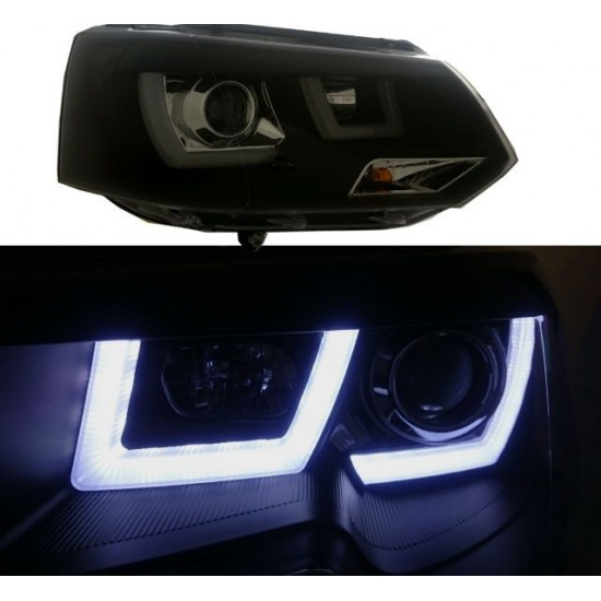 VW T5 Scheinwerfer Klarglas Schwarz 3D Light Bar H1-H1 09-